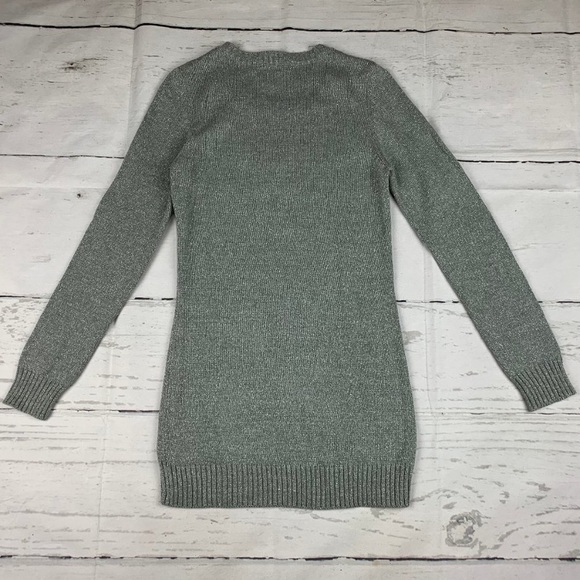 Sweater Project Panda Bear Sweater Crew Neck Silver Metallic Lurex Grey Black S - Picture 8 of 16